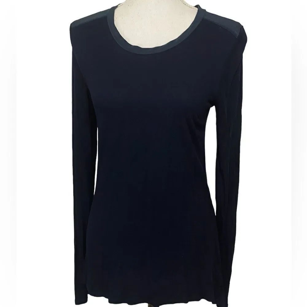 Vince Wm’s Sz Small Black Essential Long Sleeve Crew Neck T-Shirt